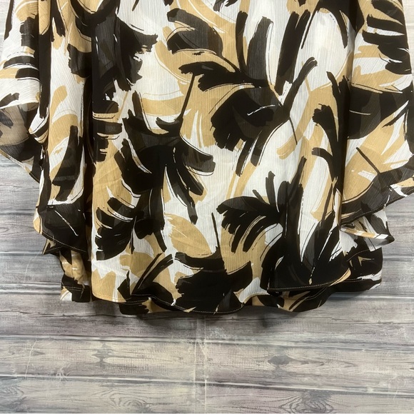 Alfred Dunner Blouse Womens 1X Top Sheer Black Cream White Flutter Abstract - Picture 6 of 10